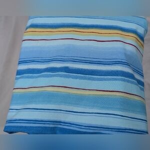Pottery Barn Full / Queen Duvet Cover 100% Cotton Striped Blue Yellow Red Button